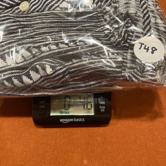 J Crew Blouse XS Navy Re-Imagined Ruffle Neck Button Up Stripe Geometric Design - Picture 11 of 11